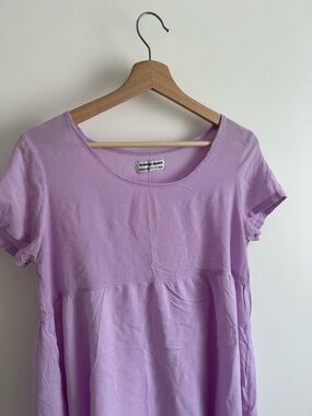 American Apparel Lavender Short Sleeve Smocked-Waist Tee